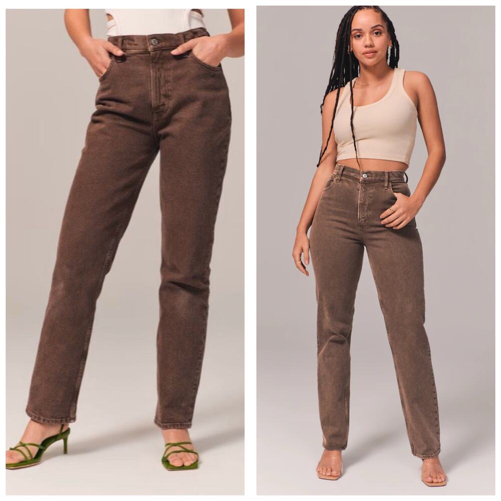 Abercrombie & Fitch Ultra High Rise 90s Straight Leg Jean Size 25 Washed Brown